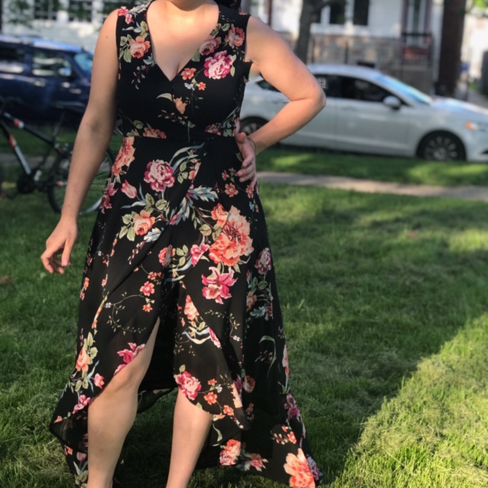 Lulu's Pink and Orange High Low Sundress V-Neck Sleeveless